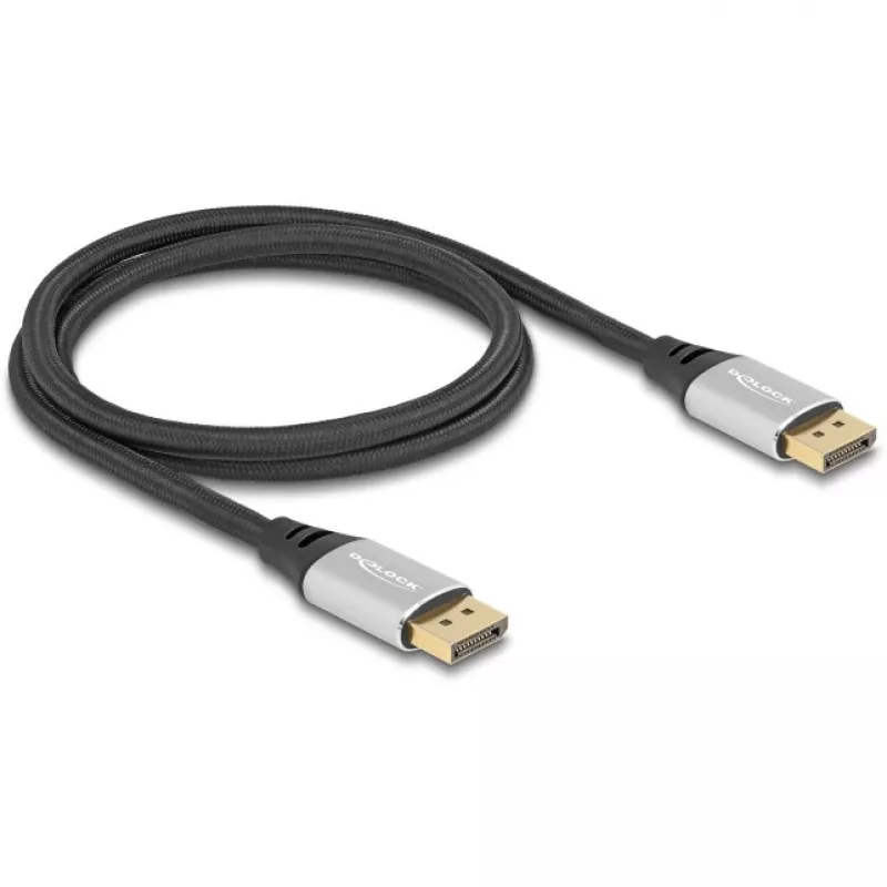Cable DisplayPort DeLOCK 16K 60 Hz 1 m plateado metal