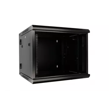 Extralink Caja rackmount 9U 600x600 AZH negro montada en pared, tipo oscilante
