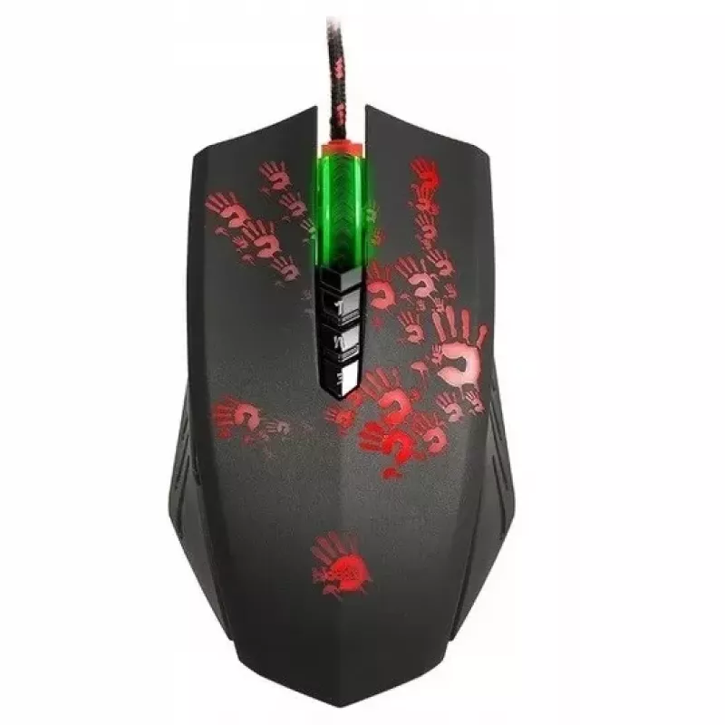 Ratón gaming A4Tech BLOODY A60 — óptico, ambidiestro, 6200 DPI, USB Type-A, 8 botones, negro