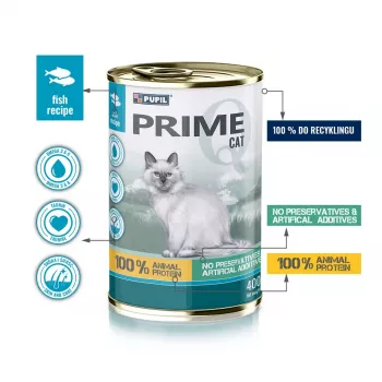 PUPIL Prime rico en salmón con trucha - Comida húmeda para gatos - 400 g