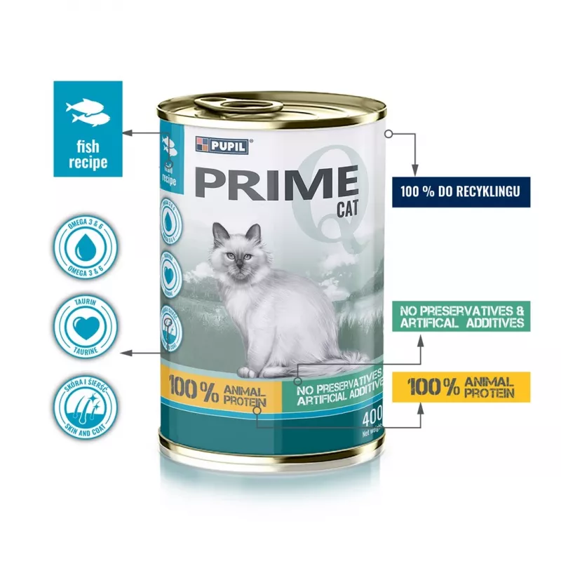 PUPIL Prime rico en salmón con trucha - Comida húmeda para gatos - 400 g