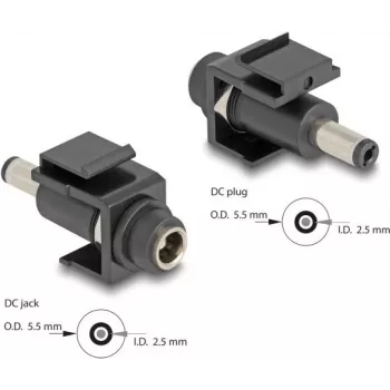 Módulo keystone DeLOCK DC 5,5 x 2,5 mm hembra a macho negro