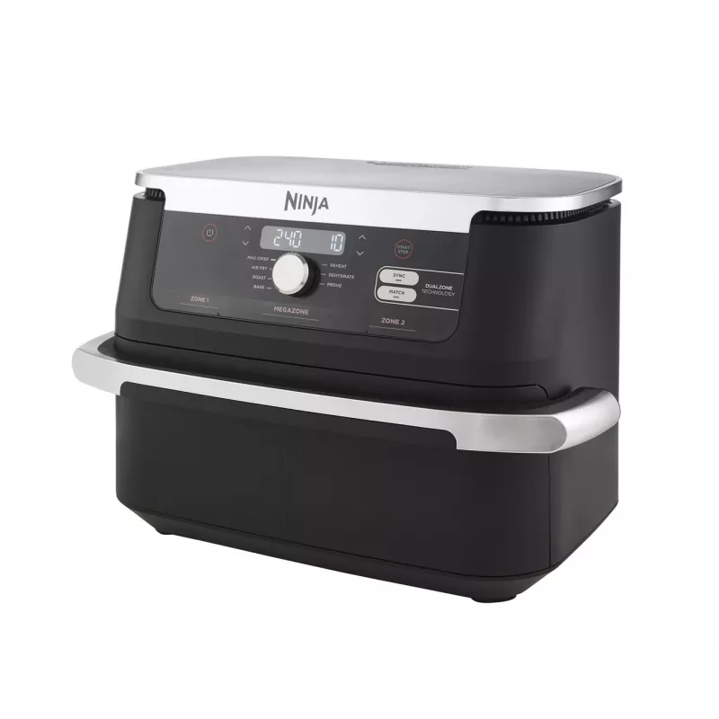 Freidora de aire caliente doble de 10,4 L Ninja AF500EU, independiente, 2470 W, negra, acero inoxidable