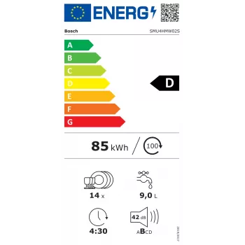 Lavavajillas Bosch | SMU4HMW02S | de empotrar | ancho 60 cm | número de cubiertos 14 | número de programas 6 | clase energética D | pantalla | función AquaStop | blanco