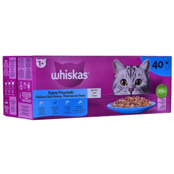 WHISKAS Fish Favourites en gelatina - alimento húmedo para gatos - 40x85 g