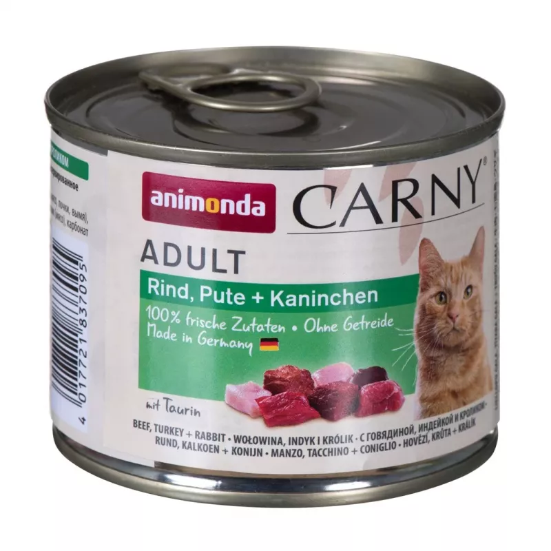 ANIMONDA Carny Adult Ternera, Pavo y Conejo - Comida húmeda para gatos - 200 g