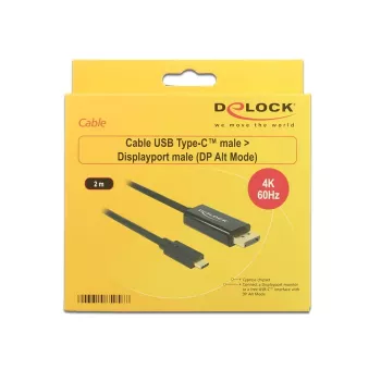 DeLOCK 85256 Cable de vídeo Adaptador 2 m USB Type-C DisplayPort Negro