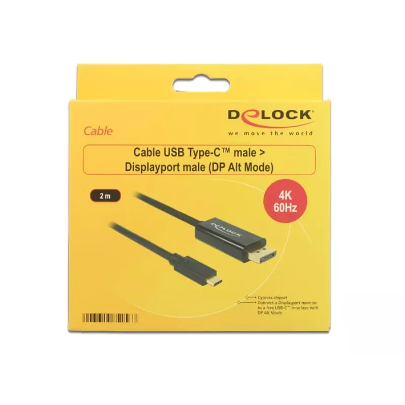DeLOCK 85256 Cable de vídeo Adaptador 2 m USB Type-C DisplayPort Negro