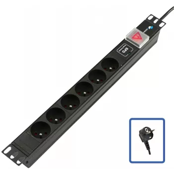Regleta de enchufes Lanview POWER STRIP 19 - 6 tomas - 1U (TUPS047)