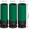 Set de llaves de impacto Bosch PRO 1/2 inch, 3 piezas, vasos profundos con protección de llantas