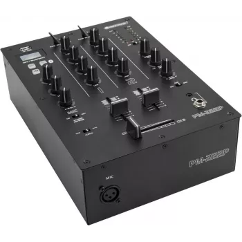 Mesa de mezclas DJ Omnitronic PM-222P 2 canales con reproductor, mezclador compacto de 2 canales con reproductor multimedia integrado