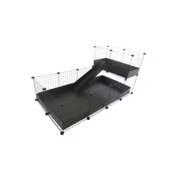 Jaula modular C&C de un piso 4x2 + altillo 2x1 + rampa negra