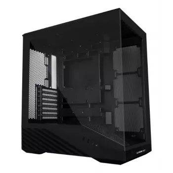 Caja de PC Lian Li Vector V100 semitorre – negra con ventana lateral, compatible con 3 ventiladores laterales de 120 mm + 1 ventilador trasero de 120 mm, HDD de 3,5