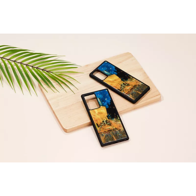 Funda protectora iKins para Samsung Galaxy Note 20, negra «Cafe Terrace»