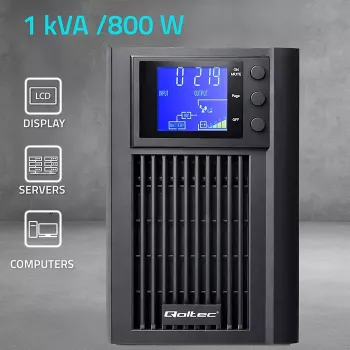 SAI QOLTEC onda senoidal pura 1kVA 800W con AVR y pantalla LCD