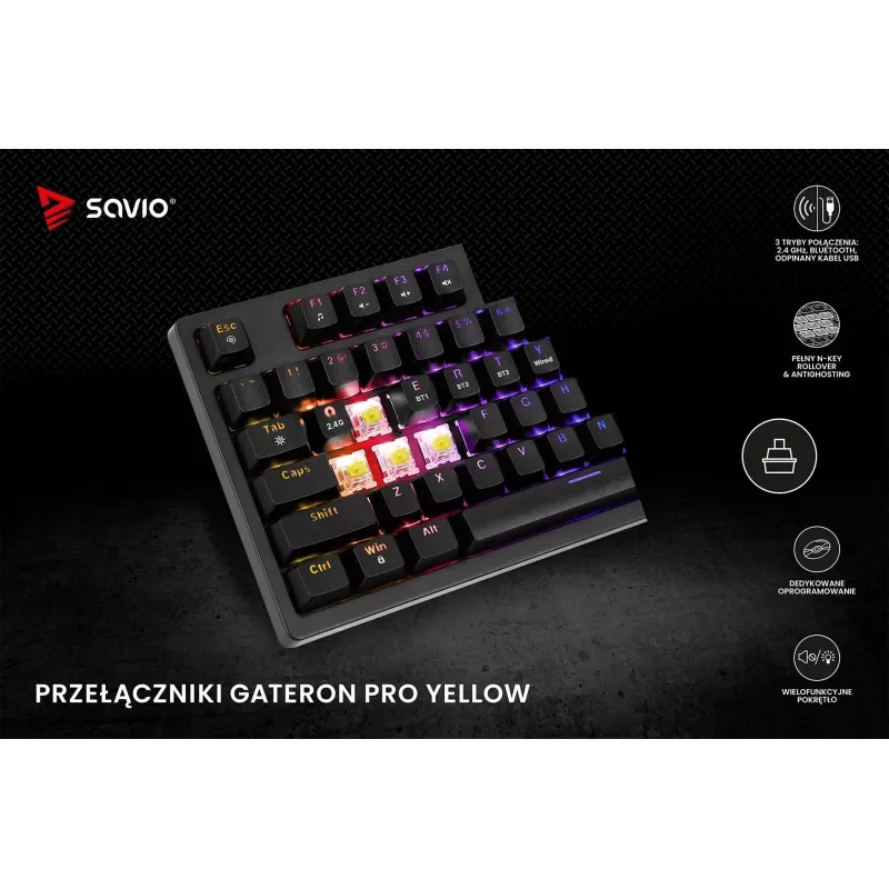 Savio Phenix SAVGK-RED Teclado gaming USB RF Wireless Bluetooth QWERTY