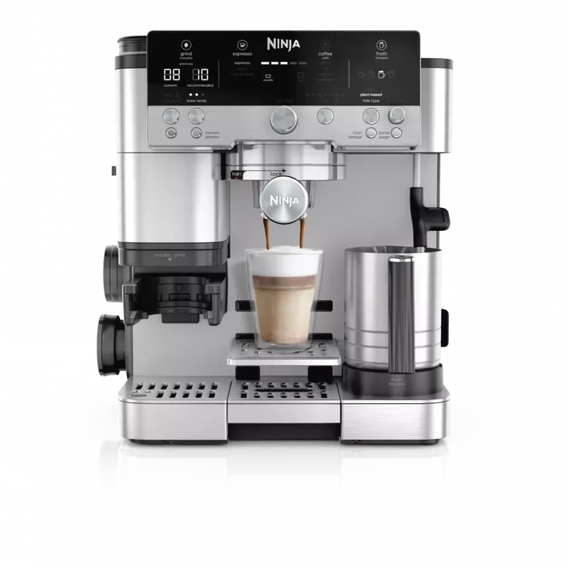 Cafetera espresso Ninja ES601EU — depósito de agua de 2 L, capacidad de 1 taza, negra/acero inoxidable