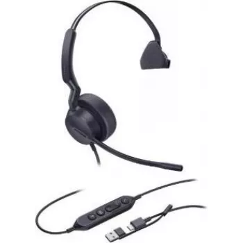 Yealink UH42 Mono 1308240 auricular – USB-C/USB-A – monoaural – cancelación de ruido – altavoz de 35mm – audio de banda ancha – auricular giratorio – Negro