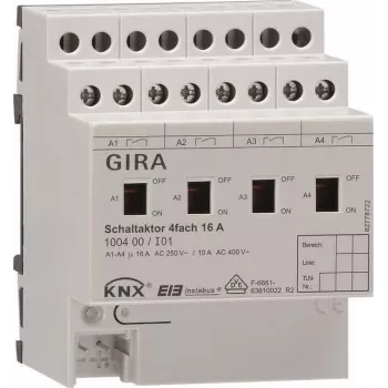 GIRA 100400 actuador de conmutación 4 canales 16A KNX/EIB carril DIN