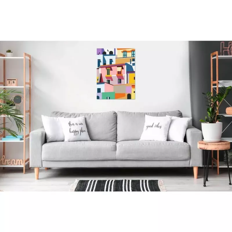 Set de pintura sobre lienzo Ravensburger CreArt Canvas Edition: Casas coloridas, modelo 25527