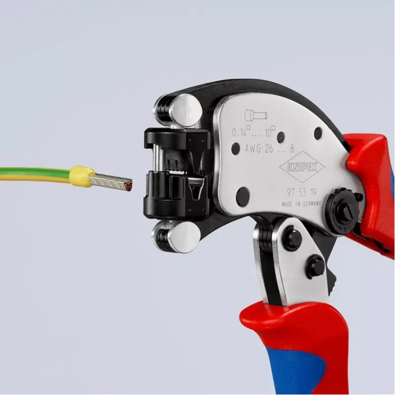 KNIPEX Twistor T alicate de crimpar autoajustable, alicate de crimpar para terminales