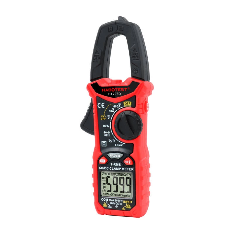 Pinza amperimétrica digital Habotest HT206D — True RMS, NCV, comprobador de corriente/tensión compacto