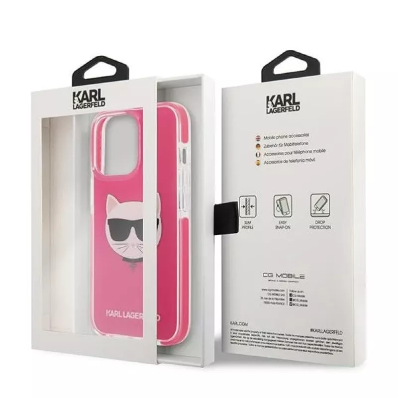 Karl Lagerfeld KLHCP13XTPECPI iPhone 13 Pro Max 6.7 funda rígida fucsia/FUSCHIA Choupette Head