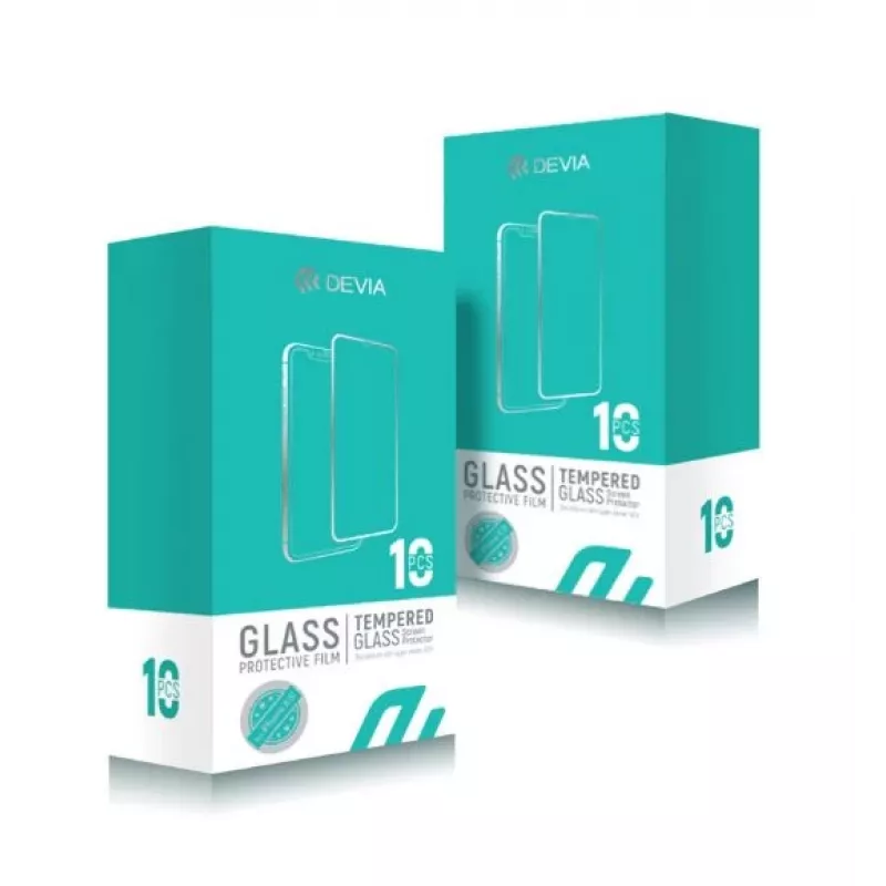 Protector de pantalla Devia Temperglas Entire View para iPhone XS Max — transparente, pack de 10