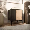 Mesita de noche Cama Meble MERCI 44x40x52,5 cm, negro y roble, MDF/aglomerado, pack de 2
