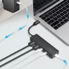 Hub USB-C, 4 puertos 2x USB-A, 2x USB-C, Negro