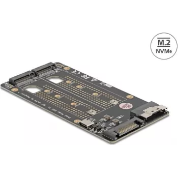 Convertidor DELOCK SFF-8654 8i a 2x SSD M.2 Key M NVMe, modelo 64295