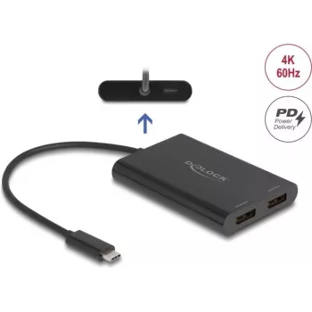 Adaptador DELOCK USB-C a 2× DisplayPort 4K 60 Hz — Modelo 64308