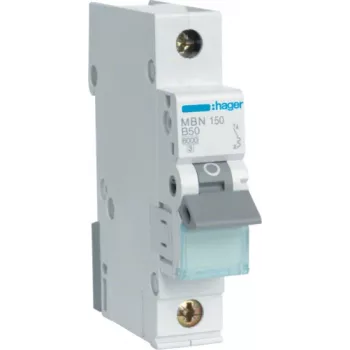 Hager MBN150. Número de polos: 1P. Frecuencia de entrada AC: 50/60 Hz, Corriente nominal de salida: 50 A (MBN150)