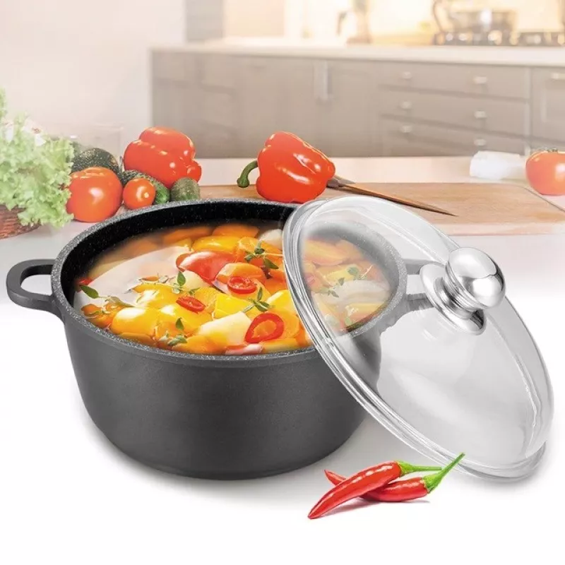 Olla con tapa Maestro MR-4628C, menaje de acero inoxidable, 28 cm de diámetro, 5,8 L, antiadherente, 2 asas