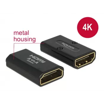 DELOCK Adaptador High Speed HDMI con Ethernet - HDMI-A hembra > HDMI-A hembra 4K Gender Changer negro