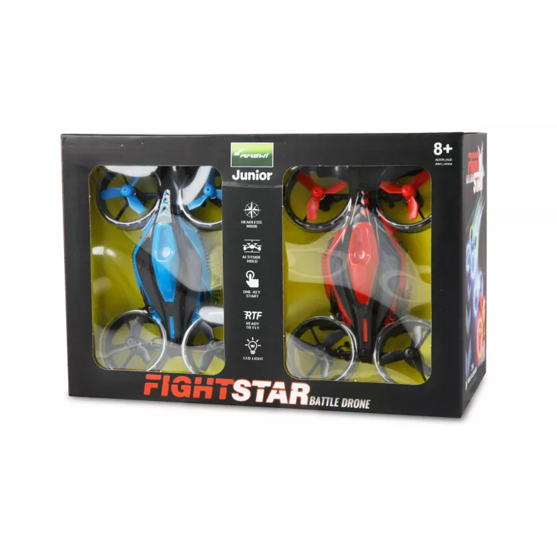 Dron Amewi FightStar Battle Bundle rojo y azul — modelo 25344, para uso interior/exterior, apto para niños a partir de 8 años