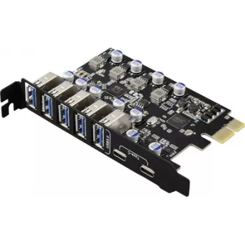 Renkforce RF-6613198 Tarjeta controladora USB 3.2 Gen 1 de 5+2 puertos USB-A (USB 3.0), USB-C® (USB 3.2 Gen 1) PCIe x1 (RF-6613198)