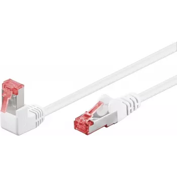 Goobay cable de red CAT 6 1x 90° acodado, S/FTP (PiMF), blanco, 5 m - lengüeta de retención arriba, LSZH libre de halógenos, cobre (51553)