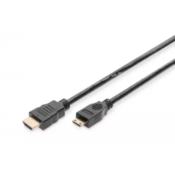 Digitus ASSMANN - Cable de vídeo/audio - HDMI - 30 AWG - Mini-HDMI, 19 pines (M) - HDMI, 19 pines (M) - 3 m - Doble aislamiento - Negro (AK-330106-030-S)