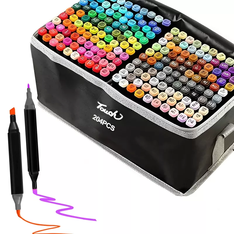 Set de rotuladores Extralink MARKERY 204 uds. — set de rotuladores a base de alcohol, varios colores, 204 uds.