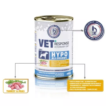 VET RESPONSE Hipoalergénico Pavo - Comida húmeda para perros - 400 g