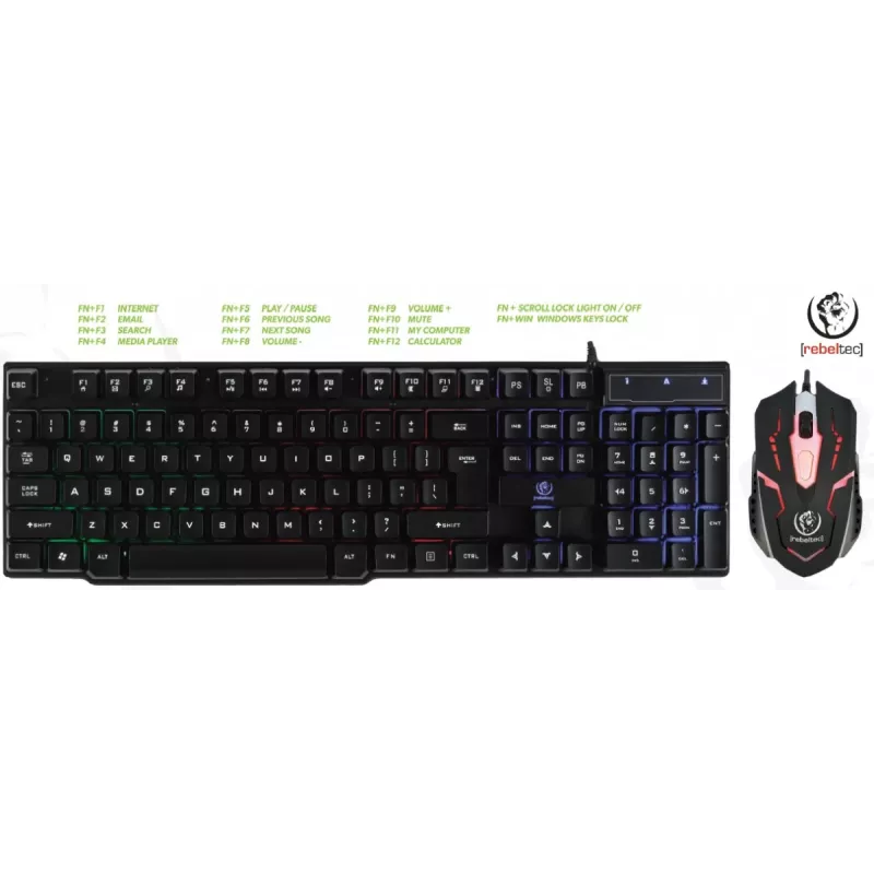 Conjunto de teclado y ratón con cable Rebeltec