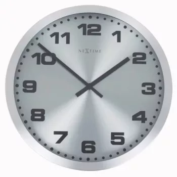 NeXtime Reloj de pared 2906zw Mercure, Ø25 cm, plateado