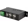 Hub USB Exsys EX-1163HMS — 4 puertos con protección ESD de 15 kV, kit de montaje en carril DIN