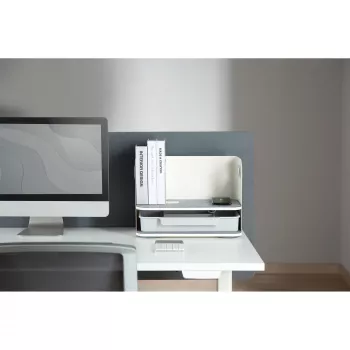 Organizador de escritorio Digitus con cargador Qi acero gris blanco 1 cajón