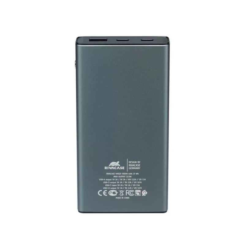 Batería externa Rivacase VA1021 10000mAh, doble salida USB, indicadores LED, cargador portátil compacto