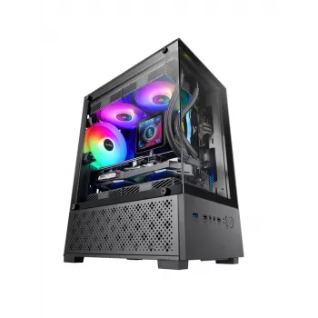 Caja para PC mini torre TACENS Mars Gaming MC-SE2 — Mini-ITX / Micro-ATX, negra, ventana lateral, fuente de alimentación inferior, compatible con 2x2,5