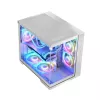 Caja PC MODECOM Volcano Panorama Midi Tower blanca — micro ATX, cristal templado, ARGB, USB-C, compatible con GPU de 400 mm