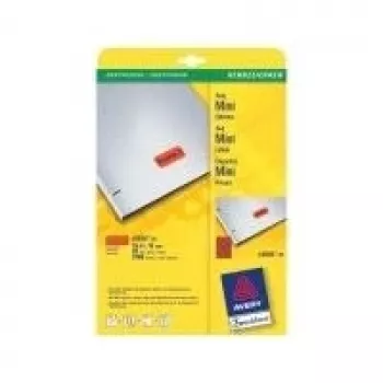 Etiquetas de impresora autoadhesivas Avery L6036-20, rojas, A4, 25,4×10 mm, 3780 etiquetas (20 hojas)
