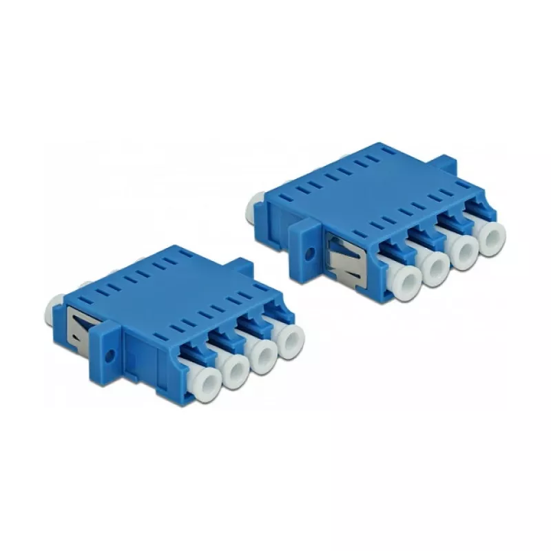 DeLOCK acoplador de fibra óptica LC Quad hembra a LC Quad hembra, Singlemode, azul, 2 uds.